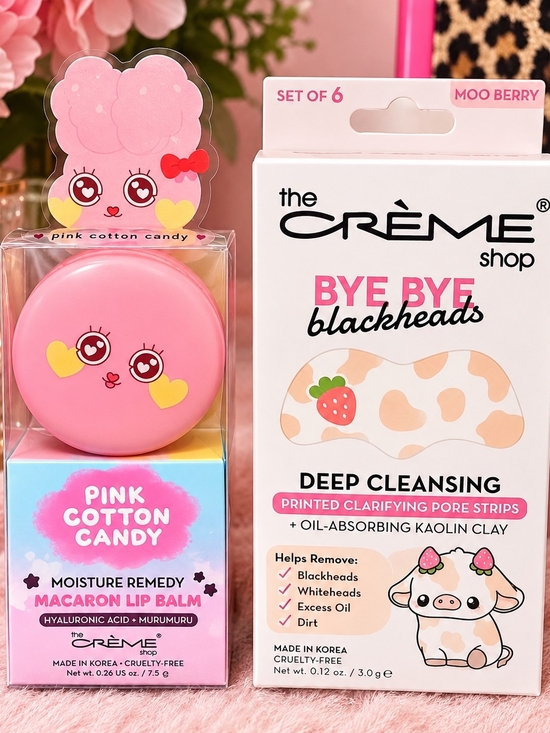 Other - CREME SHOPPink Cotton Candy Macaron Lip Balm & Bye Bye Blackheads Strips Bundle